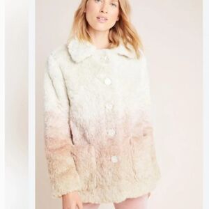 By Anthropologie Pink Ombre Faux Fur Jacket sz XL